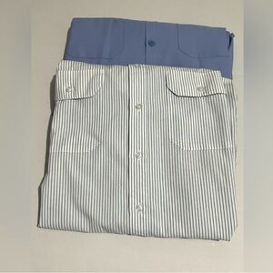 Vintage Todd Striped Button-Down Shirt and Blue Shirt. Men’s lot of 2